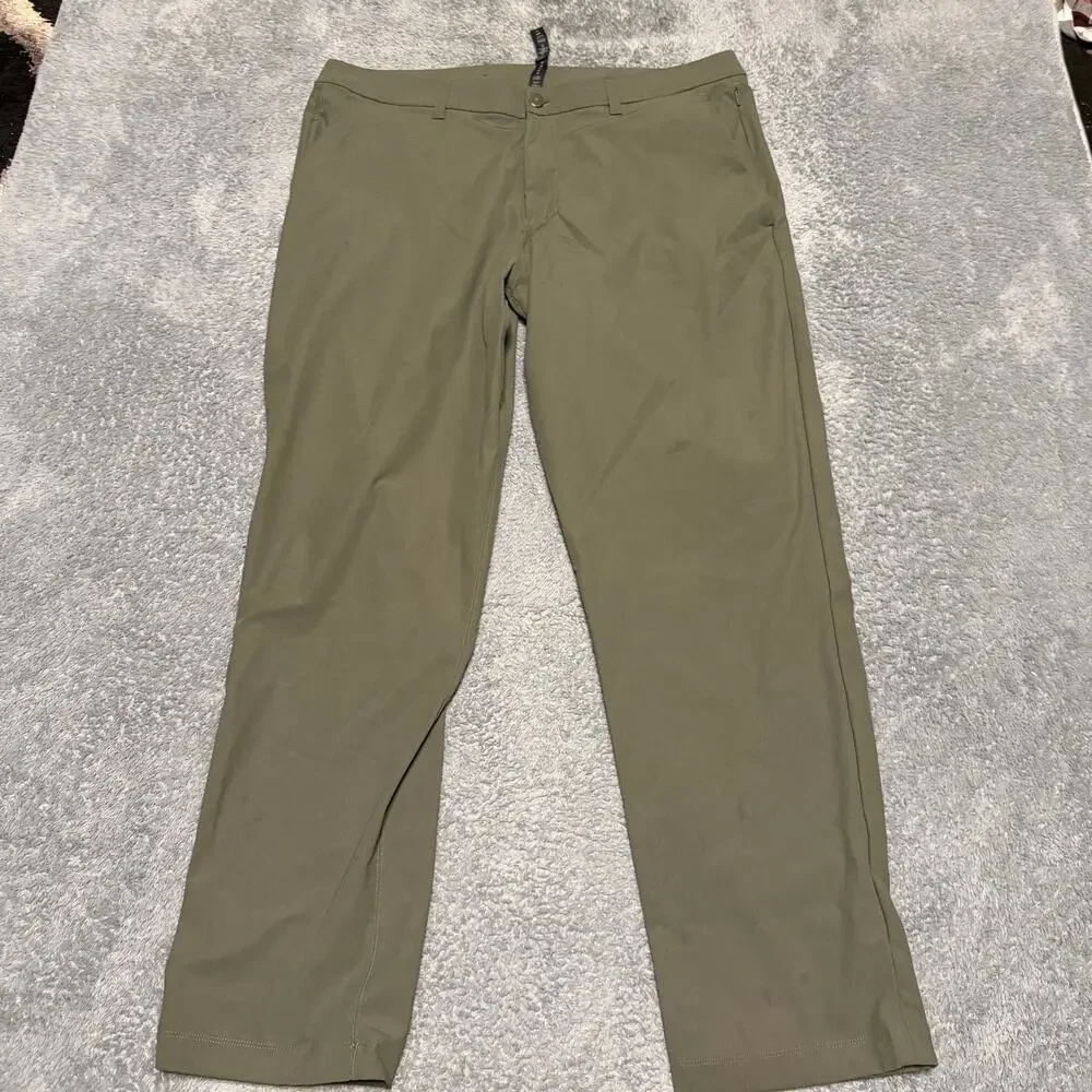 Lululemon Pants Mens 38 Green ABC Relaxed Fit Warpstreme Performance M5AO7S ***